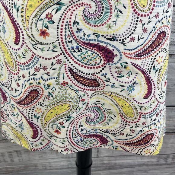 Talbots Skirt Plus size 12W Petite White Pink Yellow Paisley Knee A Line Boho - Picture 4 of 8